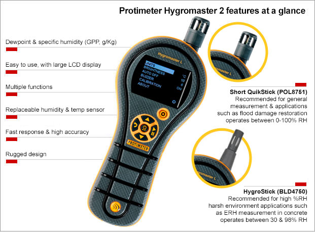 Protimeter HygroMaster L - features at a glance